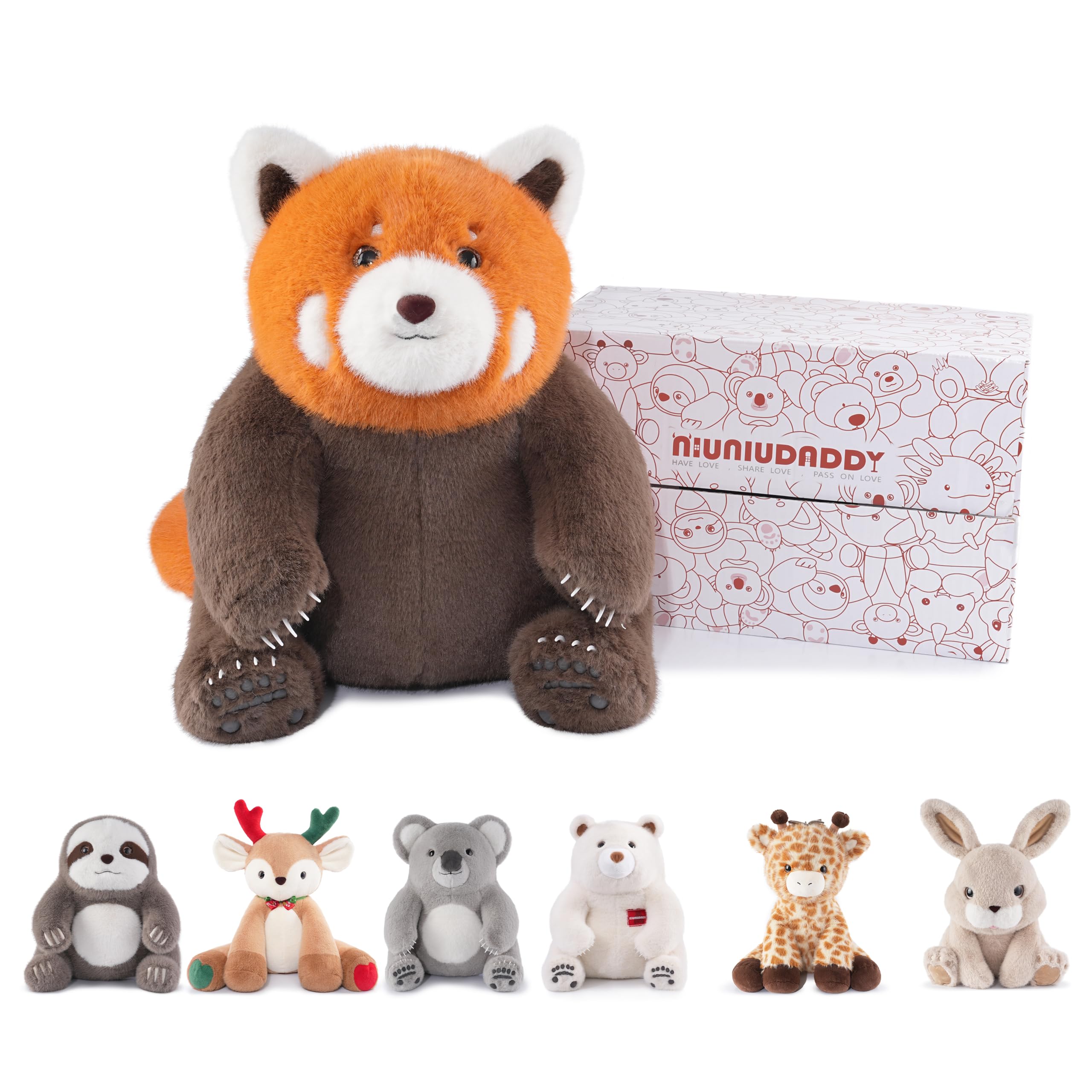 Niuniu Daddy 14' | 3.5 Pound Red Panda Weighted Stuffed Animal, Red Panda Pillowfort Plush Lap Animal Toys For Kids Adults Baby